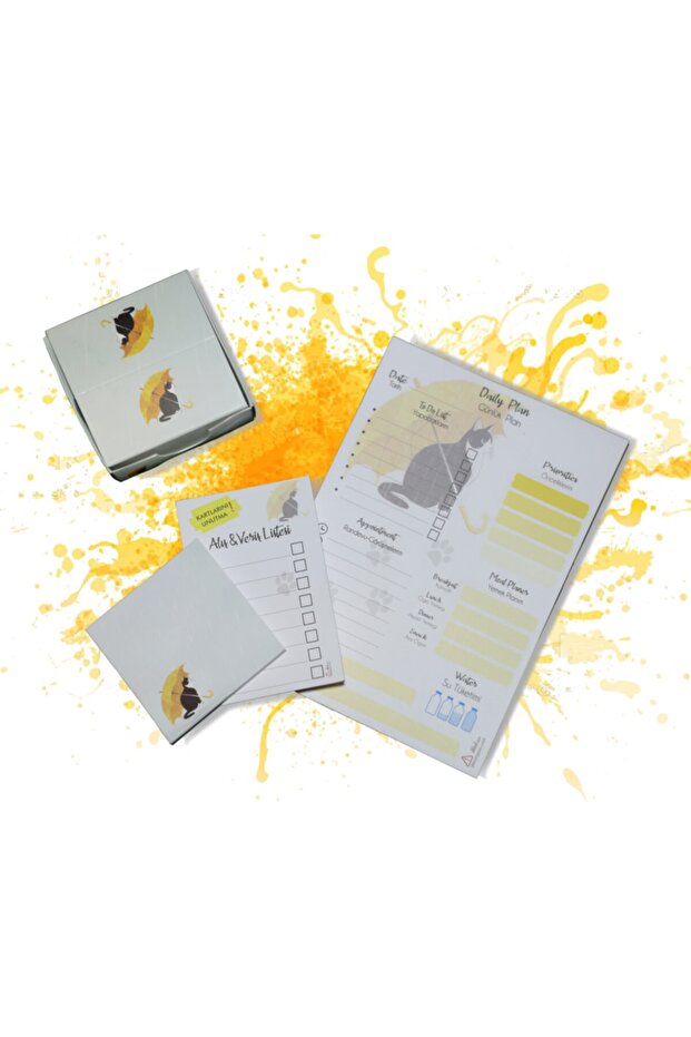 مجموعة أوراق ملاحظات بنمط القطة الصفراء - 1