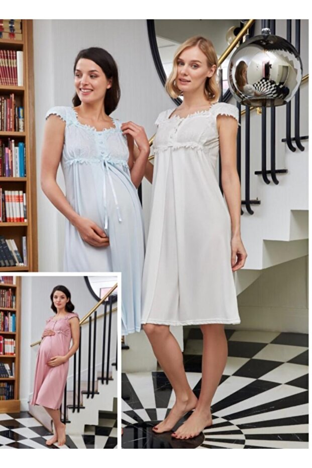 4721 Maternity Sling Sleeve Lace Maternity Nightgown