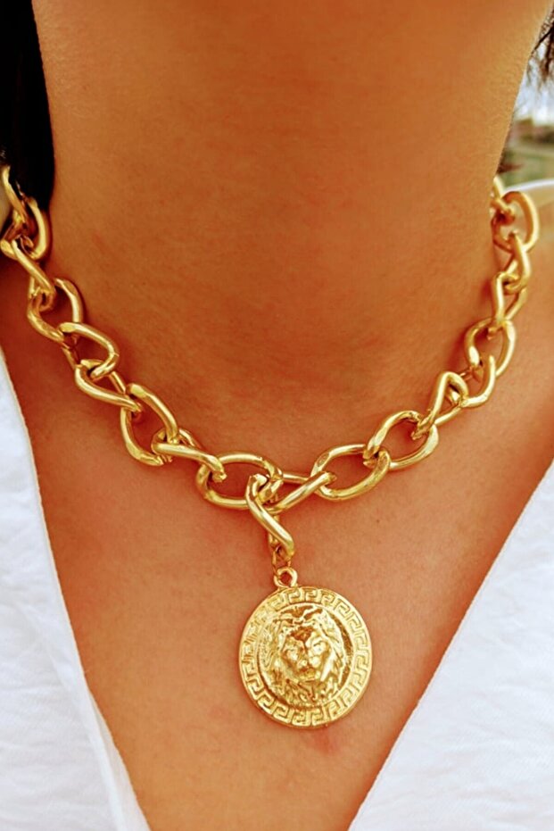 Aslan Kafa Kalın Zincir Kolye - 2