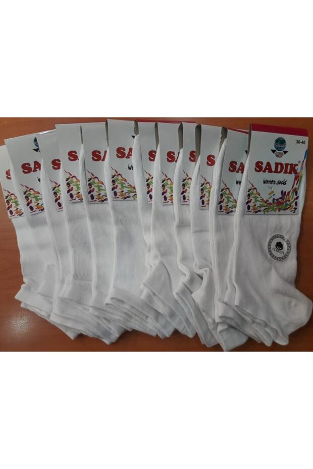 12 Çift Düz Penye Bayan Patik Çorap - 1