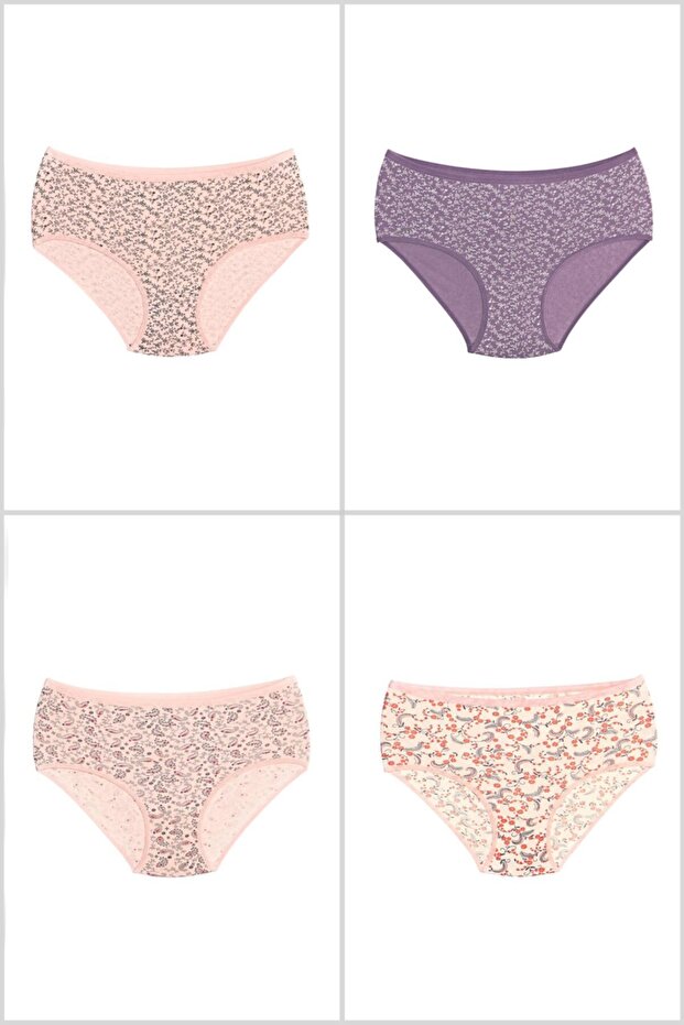 Patterned Large Size Panties 4 Pack