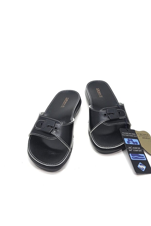 6500 Siyah 35-40 Minelli Bayan Anatomik Terlik - 4