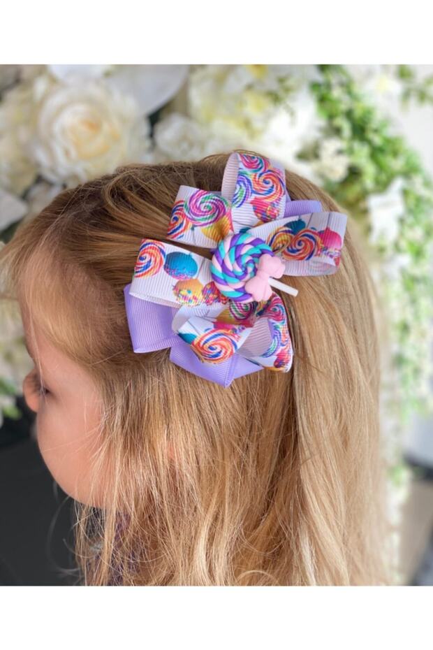 Lilac Purple Lollipop Bow Collar Children's Buckle