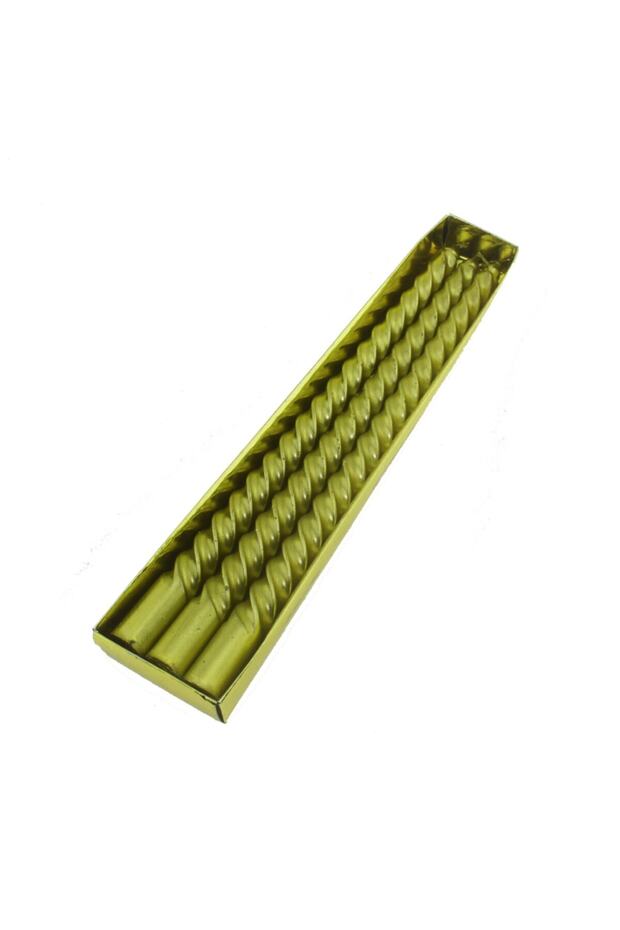 3 Adet 25cm Şamdan Mum Varaklı Spiral - 1
