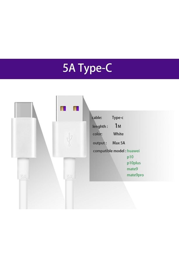Usb Type-c 5a Hızlı Şarj Ve Data Kablosu Mor Kablo - 2