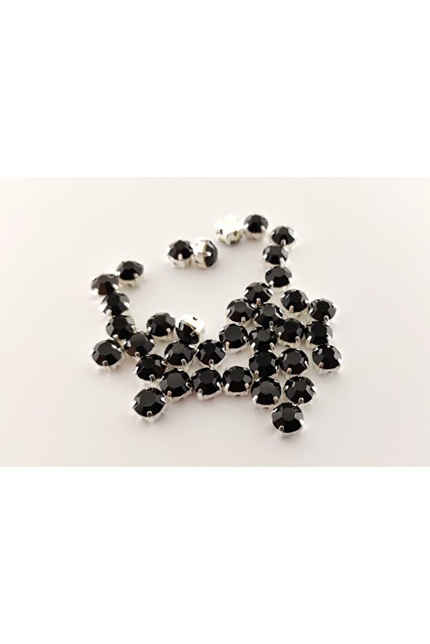 6 Mm Round Case Planted Glass Stone Black 50 Pieces Black