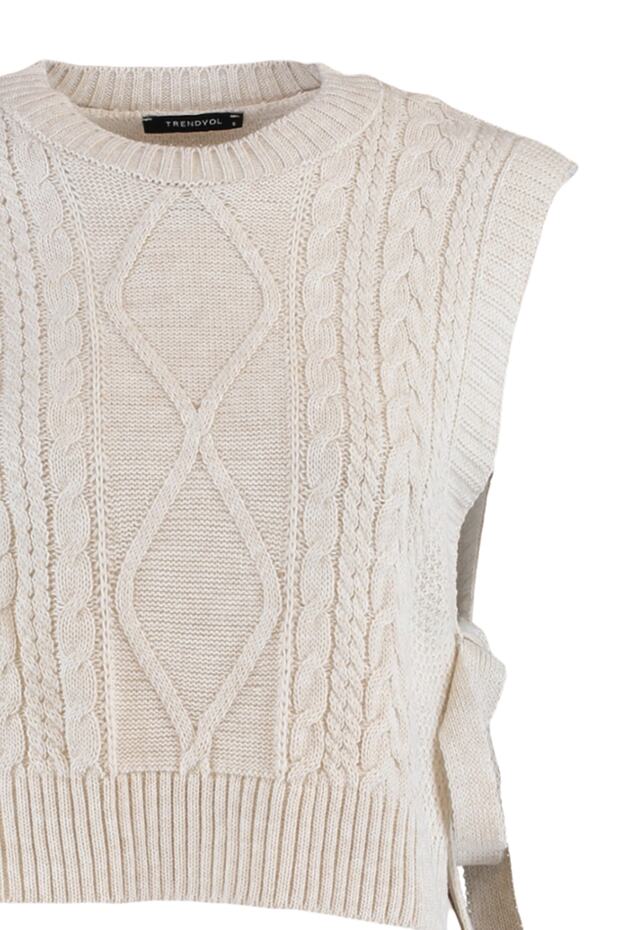 Taş Crop Yandan Kurdele/Fiyonk Bağlama Detaylı Triko Süveter TWOAW22SV0058 - 7