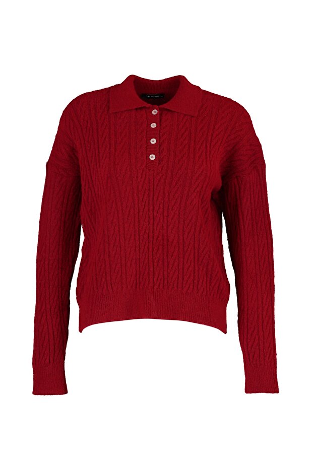 Roter, weicher Strickpullover mit weiter Passform TWOAW21KZ2635 - 7