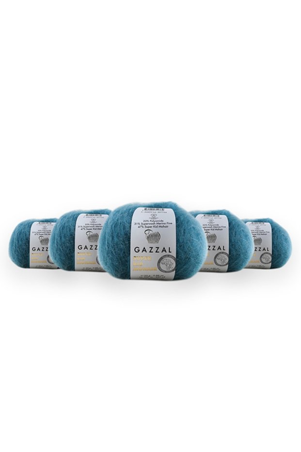 Super Kid Mohair 25 Gr 5'Li Package 78% Wool-22% Pa Blended Natural Hand Knitting Yarn Taka Yarn (64425)