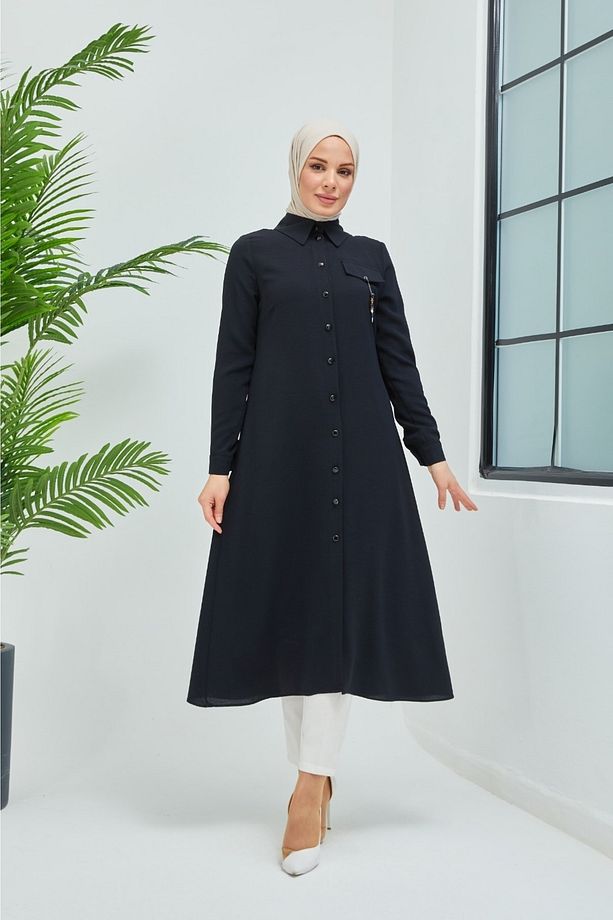 Göğüste Kapak Detaylı Tunik - 3