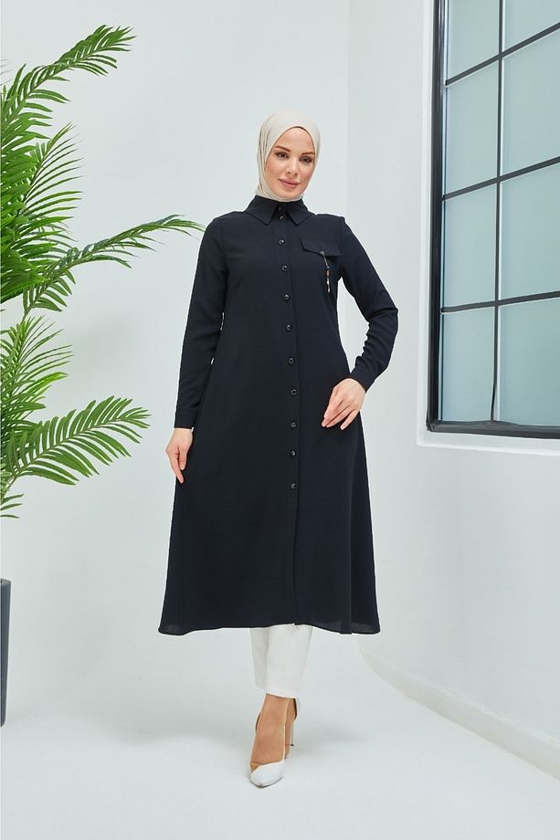 Göğüste Kapak Detaylı Tunik - 4