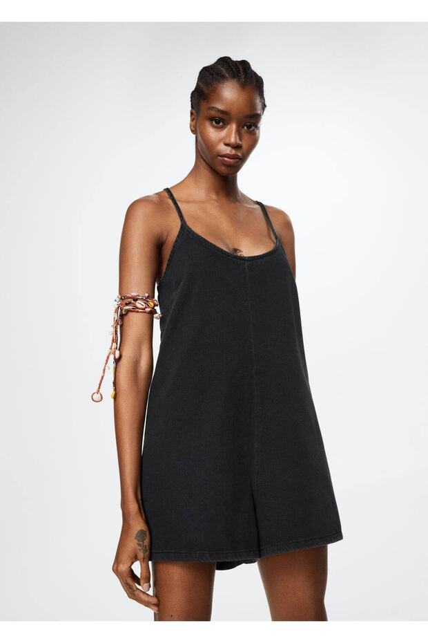 Pamuklu Denim Tulum - 1