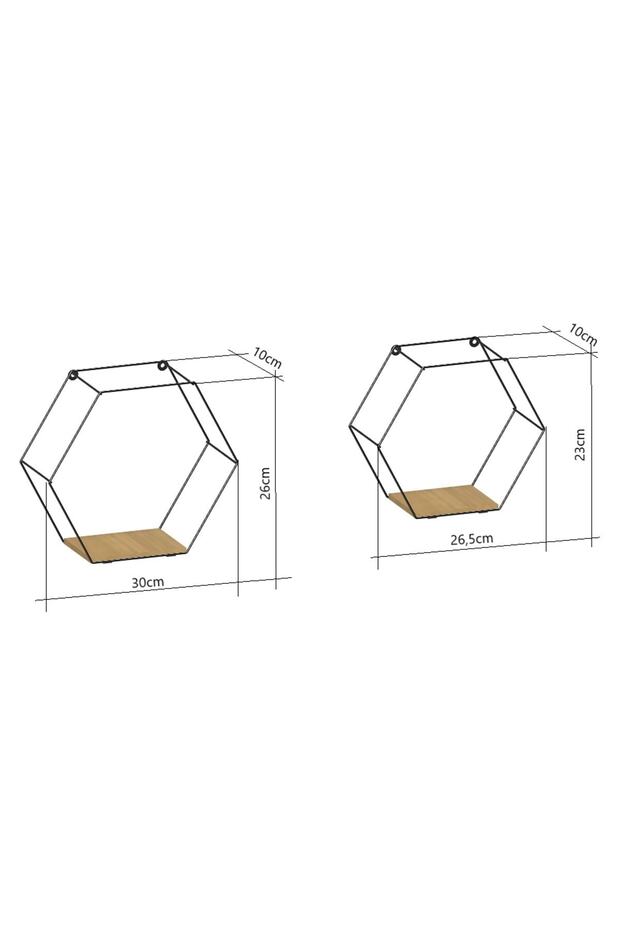 Teknotel 2 Adet Dekoratif Duvar Rafı Mat Siyah Mg511 Altıgen - 4