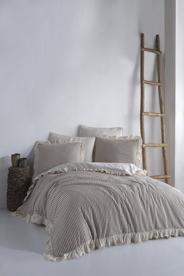 Soil 100% Cotton Ruffled Yarn-Dyed Double Duvet Cover Set 200*220