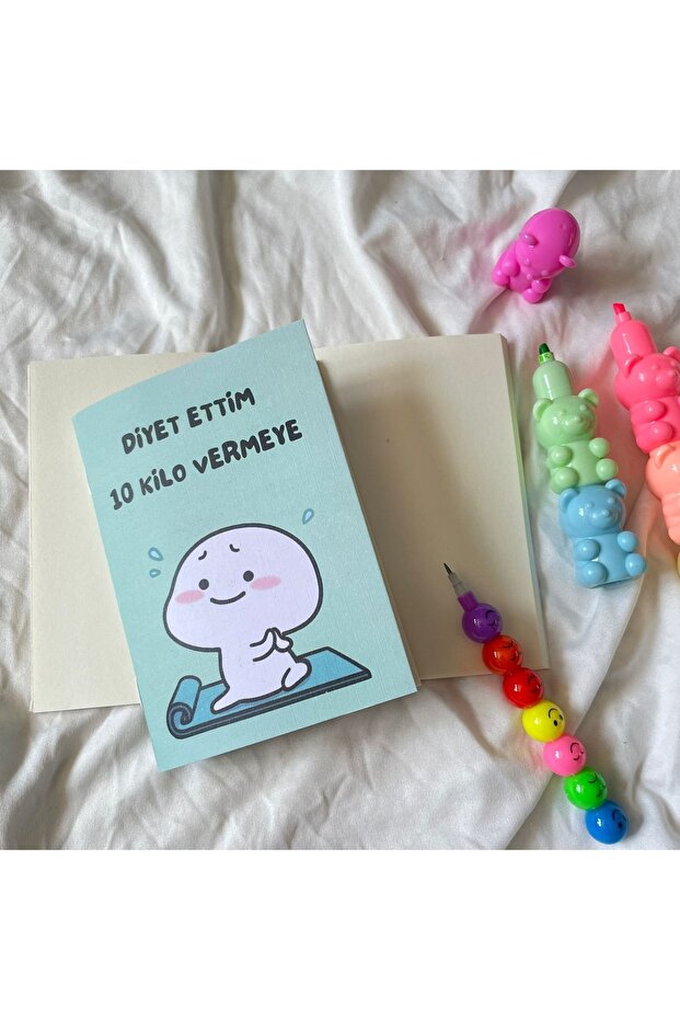 Diyet Ettim 10 Kilo Vermeye Mini Çizgisiz Defter - 1