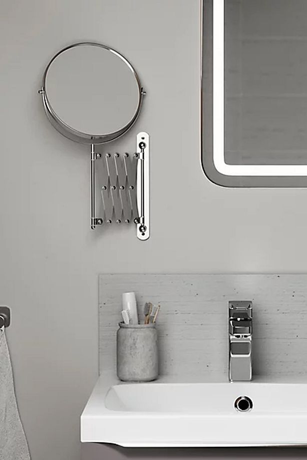 Krom Akordiyon Makyaj Aynası Çit Taraflı Banyo Duvar Aynası 5x Büyüteçli Çap:20cm Mb025 - 4