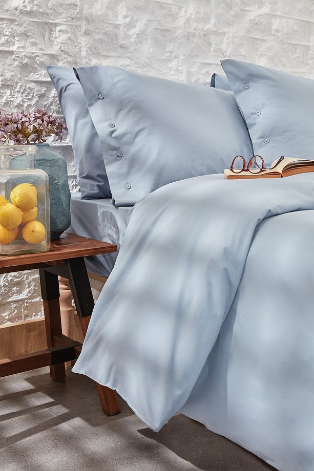 Plain Çift Kişilik Ranforce Yıkamalı Nevresim Takımı - Indigo - 2