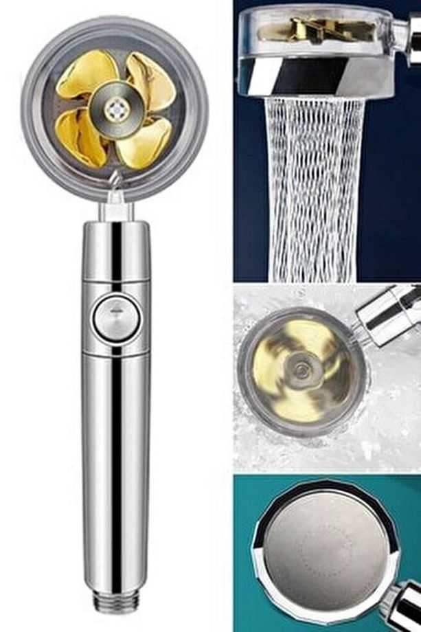 ® Turbo Pervaneli Su Tasarruflu 360 Derece Dönebilen Duş Başlığı Ve Silikon Banyo Masaj Matı - 5