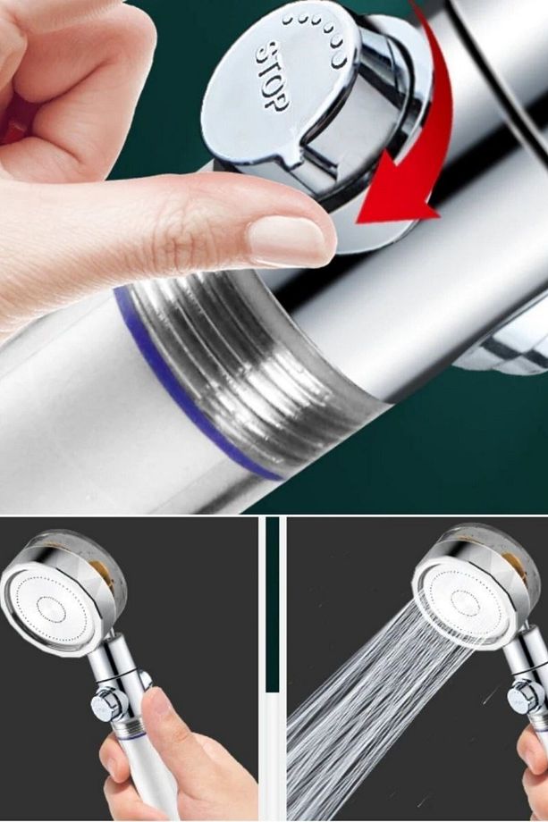 ® Turbo Pervaneli Su Tasarruflu 360 Derece Dönebilen Duş Başlığı Ve Silikon Banyo Masaj Matı - 6