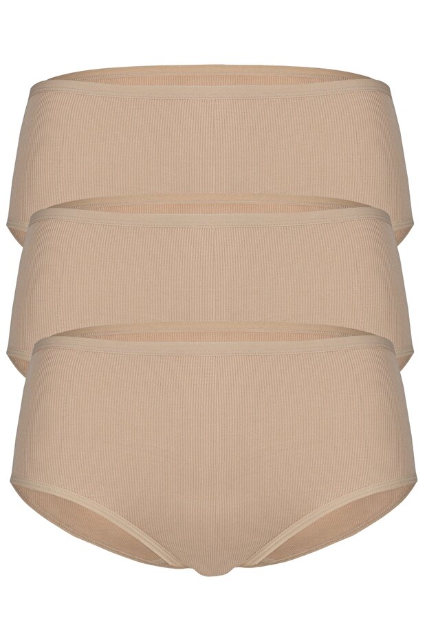 3-Piece Women's Nude Cotton Camisole Thin Elastic Bato Panties