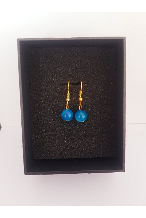 Blue Agate Natural Stone Earrings