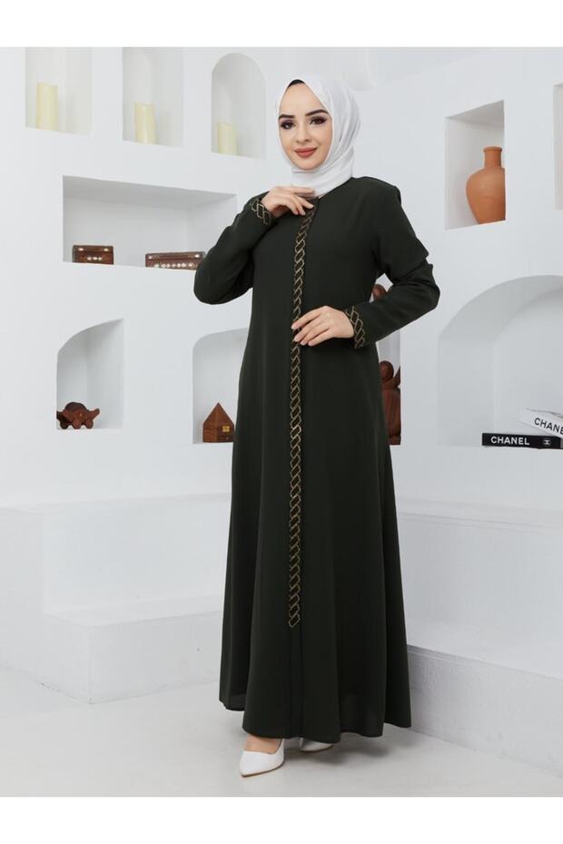 Women's Hidden Zipper, Zipper Top and Cuff Stoned Top Coat