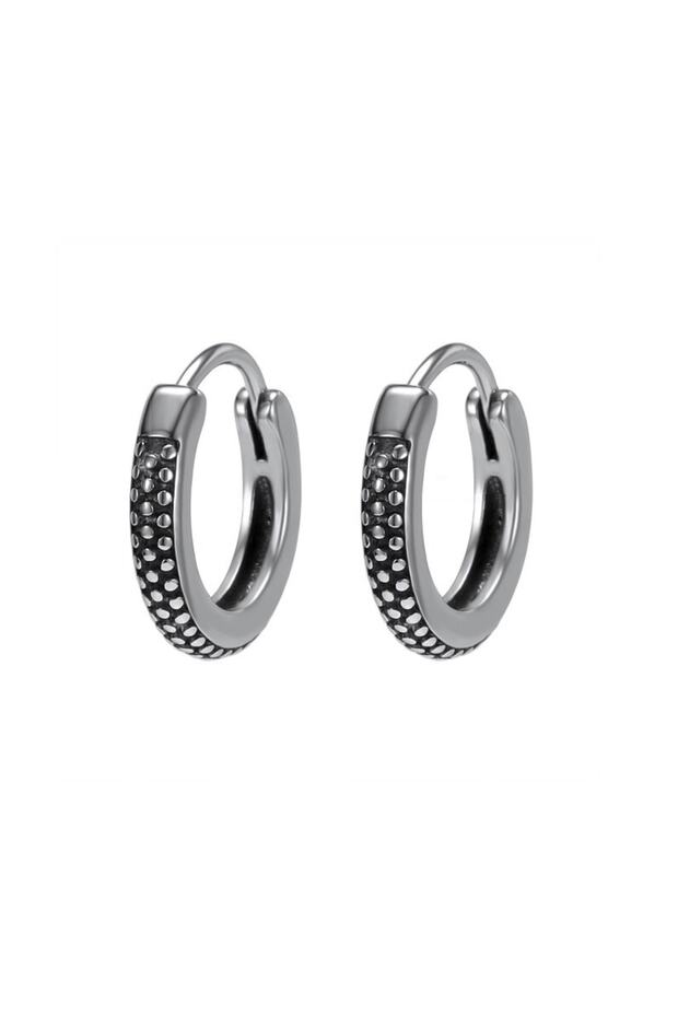 Dotted Modern Design Ring Snap Men's 316l Steel Earrings (pair)