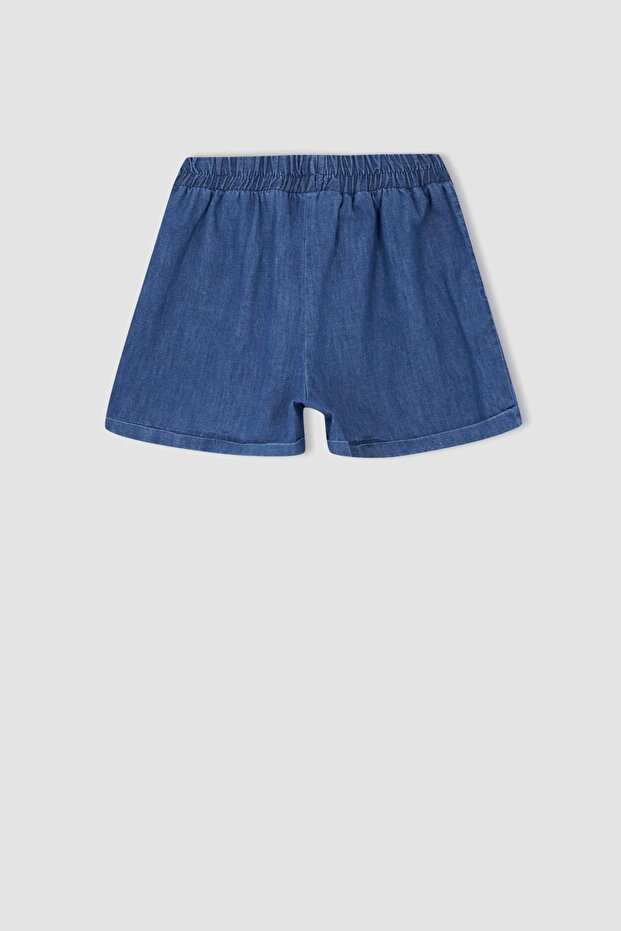 Kız Çocuk Relax Fit Esnek Belli Jean Şort - 3