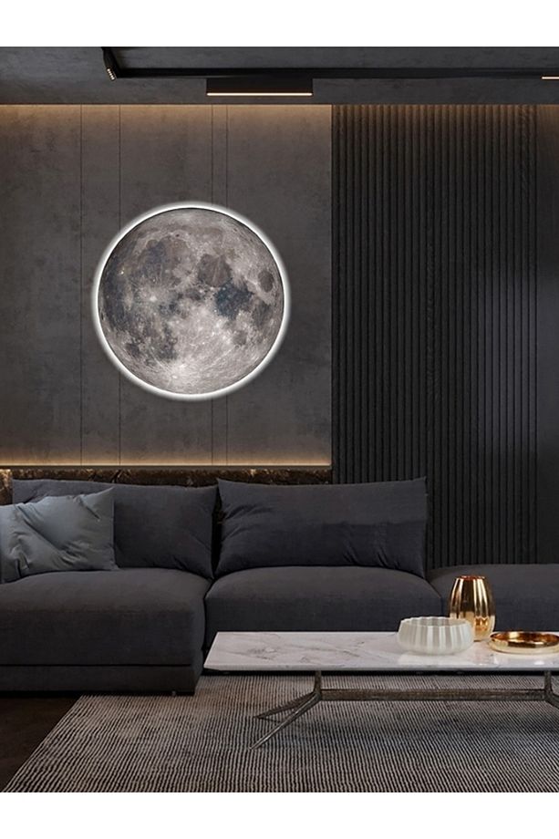 Moon,led Aplik,30cm Çap Led 25watt, Modern,duvar Aplik,led, Yatak Odası Aplik,yatak Başı Aplik, New - 5