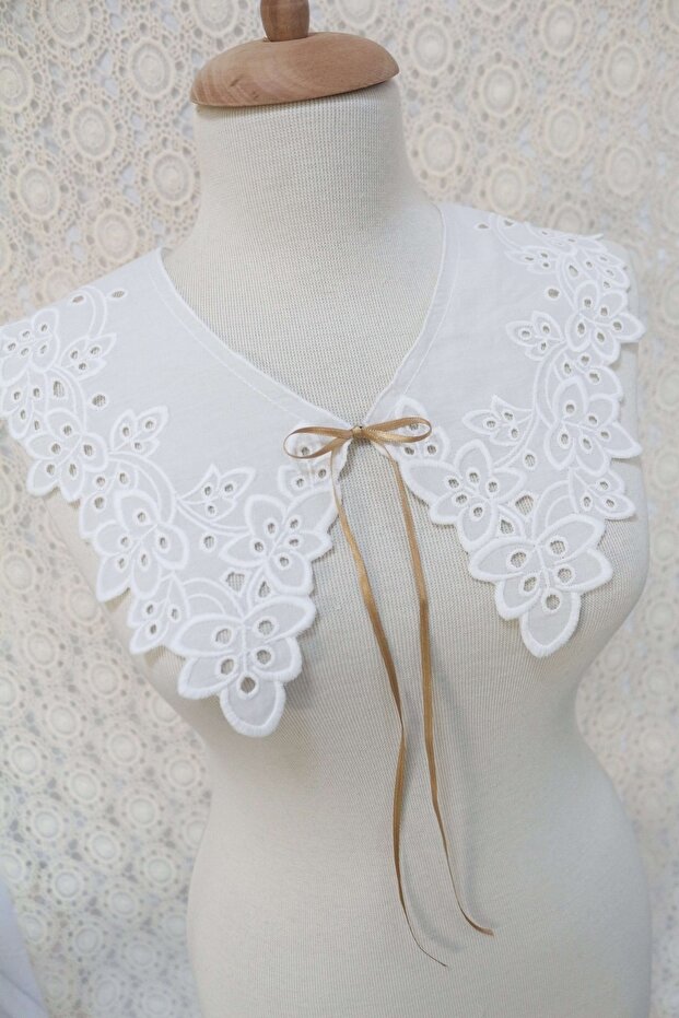 Vintage Pamuk Fisto Ekru Yaka - 1