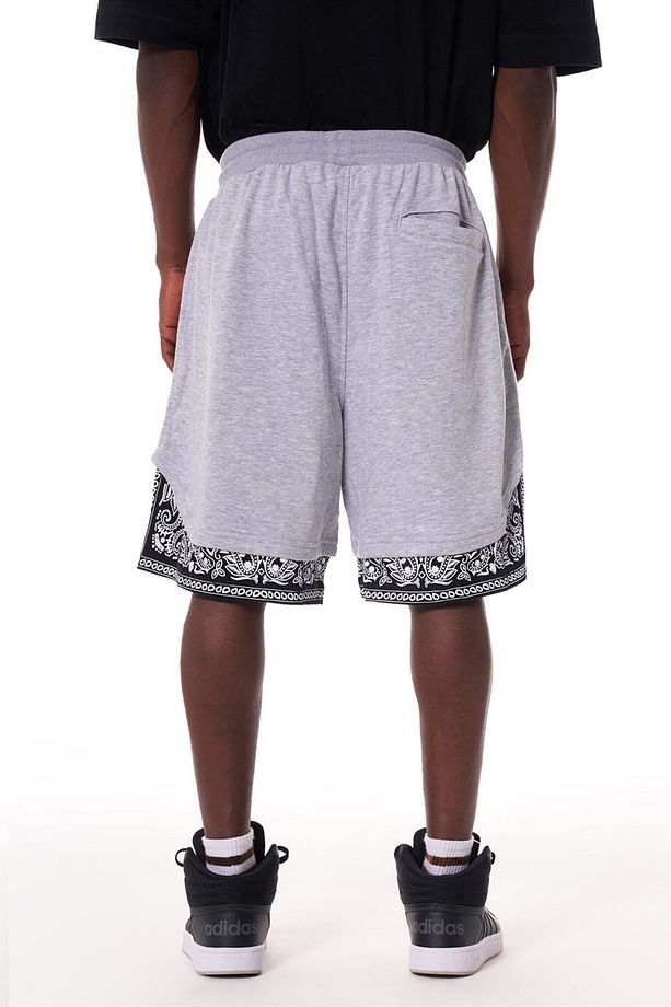 V1 - Bandana Desenli Gri Melanj Unisex Şort - 2