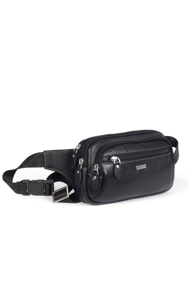 Aka 113 Genuine Leather Men's Waist Bag Black