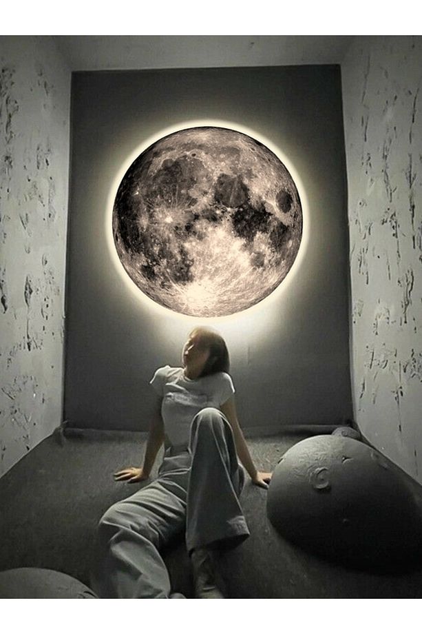 Moon Art, Modern Aplik, 30cm Çap,led 25watt, Led Duvar Aplikleri, Yatak Odası Aplik,yatak Başı Aplik - 7