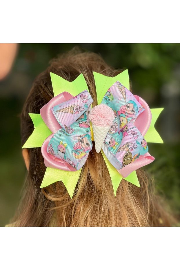 New Cute Mermaid Cone Ice Cream Bow Children's Buckle with Metal Clip Satin Buckle
