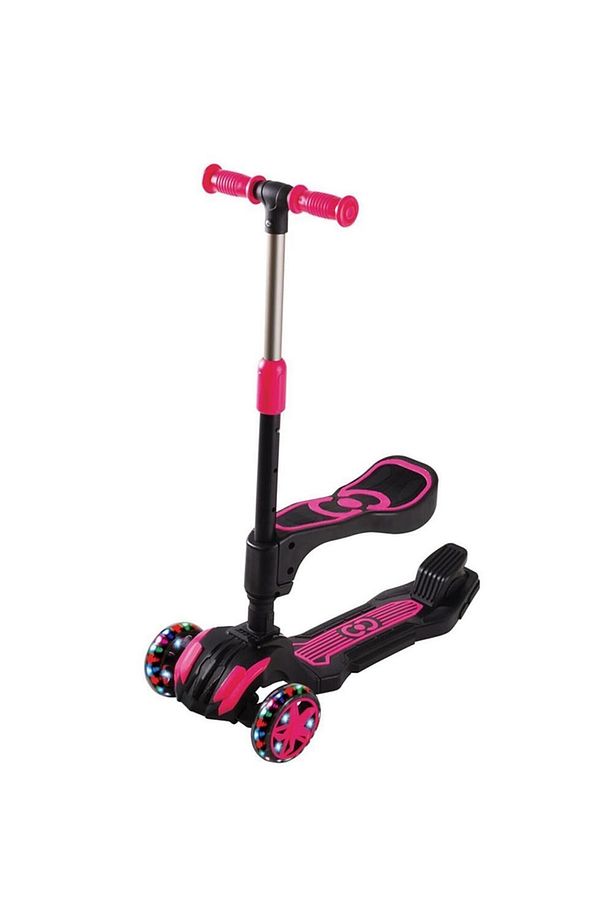 Süper Sağlam Oturmalı Skutır Cool Wheels Led Işıklı Oturaklı Pembe Combo Scooter - 1