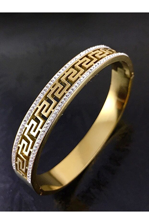 Çelik Bileklik Taşlı Labirent Model - 3