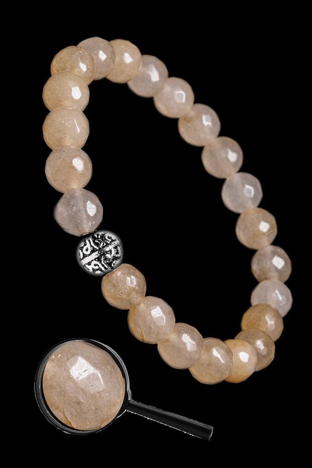 Certified Silver Faceted Natural Sunstone Bracelet