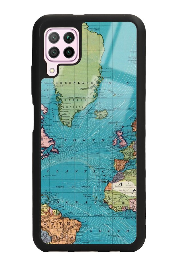 Huawei P40 Lite Atlantic Map Design Glossy Phone Case