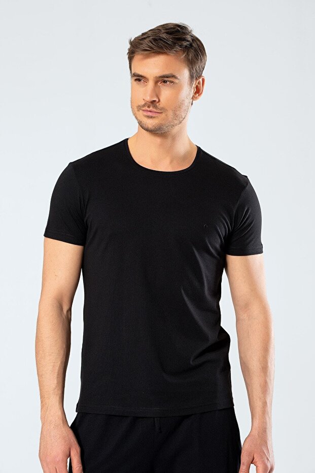 Modal Men's T-shirt, Round Neck Short Sleeve T-shirt, 50% Modal 50% Cotton