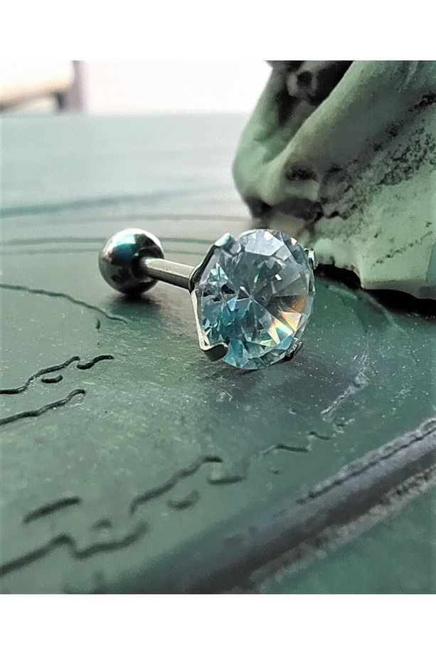 316l Cerrahi Çelik Gümüş Tek Taş Top Uçlu Helix Tragus Kulak Burun Kaş Dudak Vücut Piercing - 3