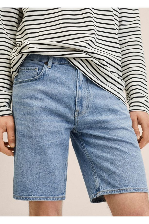 Regular Fit Denim Bermuda Şort - 5