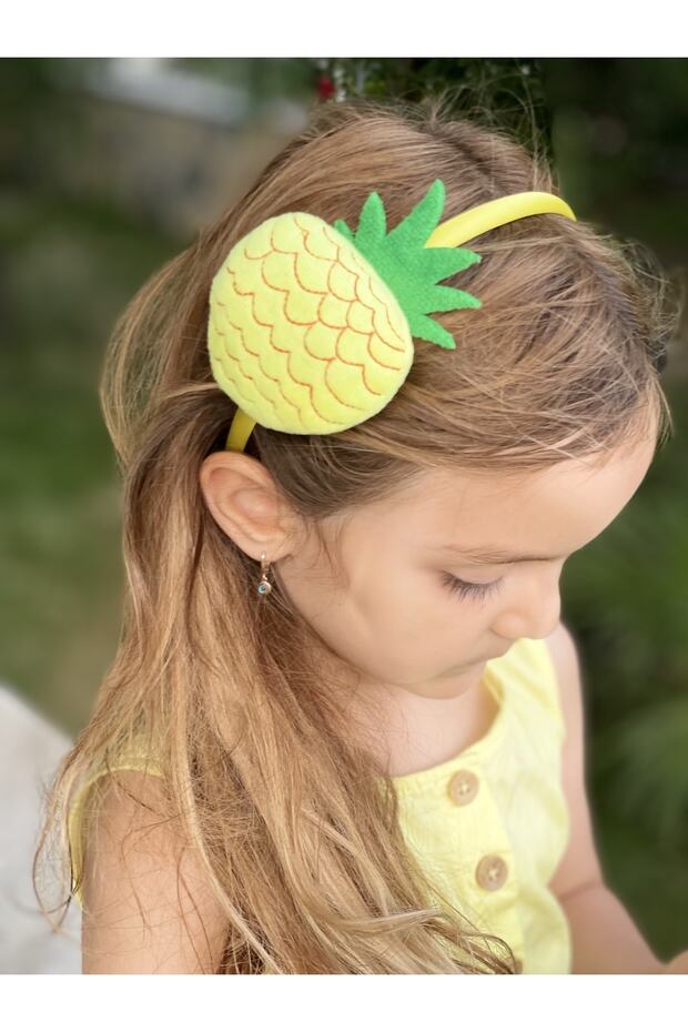 Summer Cute 3D Dimensional Plush Pineapple Neon Yellow Crown Children's Women's Crown