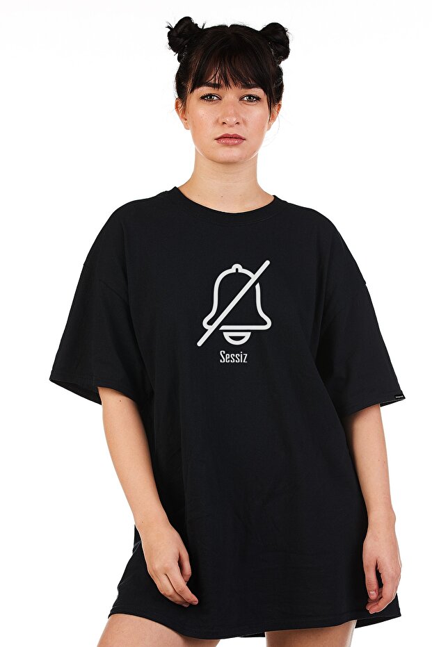 Azurco Oversize Silent Printed Black Tshirt