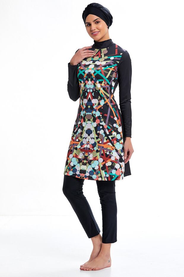 Patterned Hijab Swimsuit - 4