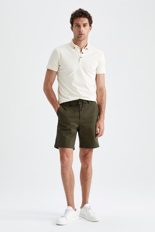 Slim Fit Beli Bağcıklı Şort - 2