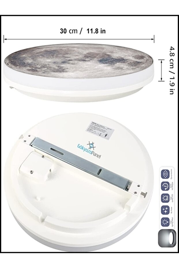Moon Led Aplik,30cm Çap, Led 25watt, Modern, Duvar Aplik, Yatak Odası Aplik,salon Aplik Modelleri - 6