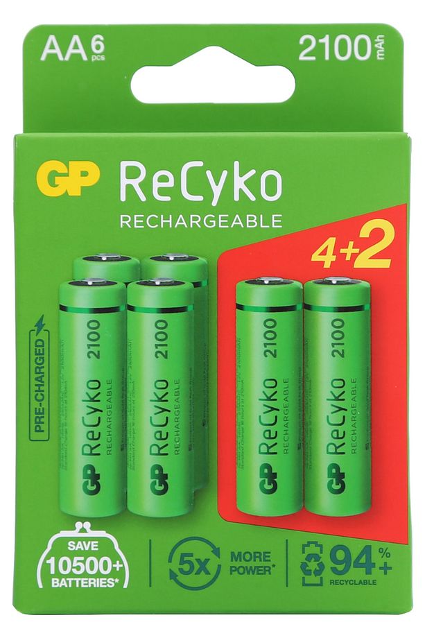 2100Mah 4+2 Şarjlı Kalem Pil Recyko - 1