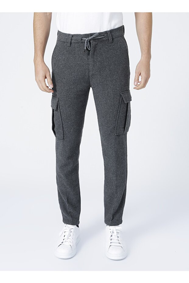 Normal Bel Basic Antrasit Erkek Kargo Pantolon - Kaprı - 4