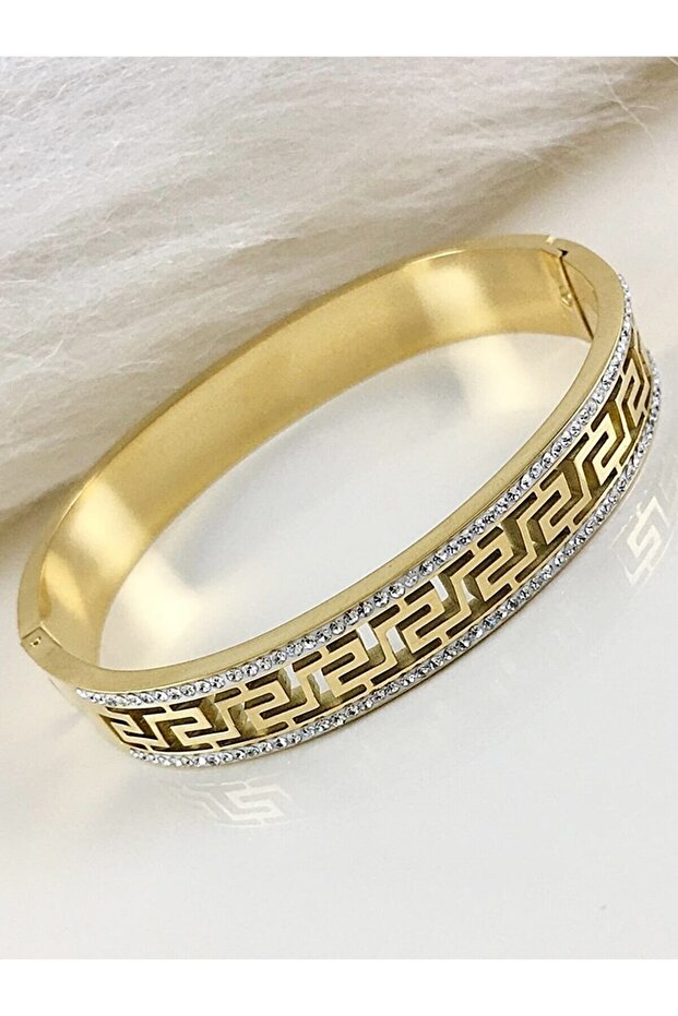 Çelik Bileklik Taşlı Labirent Model - 2