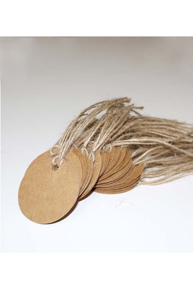 Kraft Price / Gift Tag / 50 Pieces Tags with Jute (wicker) String (5 Cm)